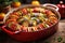 oven-ready ratatouille in a colorful baking dish