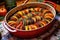 oven-ready ratatouille in a colorful baking dish