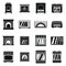 Oven stove fireplace icons set, simple style