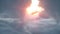 Over clouds aerial view. flying military jet plane. Wonderfull sunset. 3d rendering.