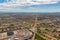 Over Gilbert, Arizona looking southeast along the railroad tracks