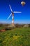 Over a huge windmill flying balloon