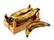 Over ripe plantain banana in crate