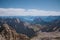 Over the rocks landscape on top Zugspitze; Wetterstein mountains, Experienced peoples hiking advenure in Alpen