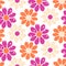 Over-Scaled Bold Retro Graphic Floral Vector Seamless Pattern. Big Simplistic Oversize Hand Drawn Daisies, Abstract