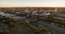 Over Waco Texas Downtown City Skyline Dusk Bridges Over Brazos River