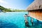 Over water bungalow with steps into amazing lagoon