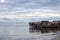 Over water stilt Bajau shanty houses built by indigenous people in the philippines.