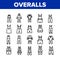 Overalls Worker Protect Clothes Icons Set Vector