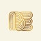 Overapping Be monogram. Abstract uppercase letter b, letter e logo. Metallic gold color.