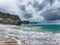 Overcast Sandy Beach North Caicos Rocky Cliffs