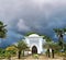 Overcast sky seen above the sturdy mosque dah magnificent