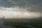 Overcast sky and storm clouds over the city