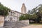 Overcast view of the UT Tower of University of Texas at Austin