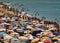 Overcrowded Atlantic beach in Armacao de Pera, Algarve - Portugal