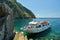 Overcrowded regular ferry boat near Riomaggiore in Cinque Terre