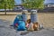 Overfilled dustbins in a public park in downtown Berlin