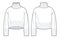 Overfit Roll Neck Sweater, technical fashion illustration.