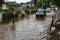 Overflow of Leduk River Floods at Villa Regency Street in Tangerang