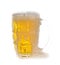 Overflowing beer glass white background