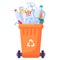 Overflowing Transportable Plastic Waste Container