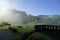 Overgrown bridge railing on sao miguel island