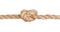 Overhand knot tied on thick jute rope isolated