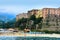 Overhanging houses with overlooking at the seafront in tropea, C