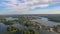 Overhead aerial view of Trakai Castle surroundings in Lithuania