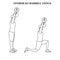 Overhead barbell lunge exercise strength workout vector illustration outline