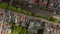 Overhead Birds View of Amsterdam, Netherlands Neighbourhood with Green Trees and Red Rooftops