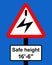 Overhead electric cable indicates maximum height of vehicles whi