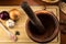 Overhead Food Shot with mortar and pestle