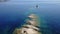 Overhead footage of fortress and lighthouse on Andros Island Greece
