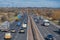 Overhead image of traffic travelling along the M56 motorway