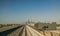 Overhead modern city Dubai metro.