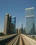 Overhead modern city Dubai metro.