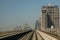 Overhead modern city Dubai metro.