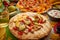 An overhead photo of an assortment of many different Mexican foods on a table