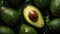 Overhead Shot of Avocado with visible Water Drops, Close up