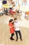 Overhead Shot Of Student Couple Standing In Cafeteria