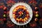 overhead shot of toothpicks and a plate of colorful fruit skewers