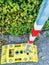 Overhead shot of a yellow parking barrier