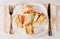 Overhead of Triple Decker Sandwich on Plate