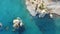 Overhead view of Aphrodites rock or Petra Tou Romiou. Paphos District, Cyprus