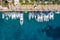 Overhead view of boats mooring in the port of Hvar, Croatia