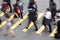 Overhead View Of Commuters Crossing Busy Street