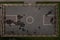 Overhead view of empty playground with rainy puddles