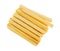 Overhead view of a group of crunchy breadsticks isolated on a white background