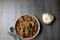 Overhead view of Indian  Goat curry, Mutton curry, Nihari, Rogan Josh in a bowl